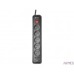 Listwa TRACER czarna 1,5m (5gn +2USB 2,1A) TRALIS45418