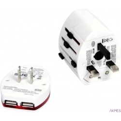 Adapter gniazdka UK USA EUR CHN 2 x USB Platinet biały OTRA2