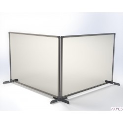 Osłona ochronna 60x65 pleksi bezbarwne, rama aluminiowa, metalowa podstawa czerwona