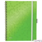 Kołonotatnik z 3 zakładkami BE MOBILE Leitz WOW A4, w kratkę, zielony 46450054