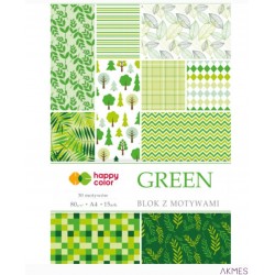Blok z motywami GREEN A4 15ark. 30motyw,HAPPY COLOR HA3808 2030-G