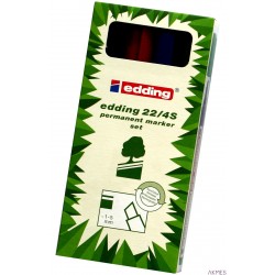Markery EDDING permanentne ekologiczne 4 kol. etui ścięta końcówka 22/4s ed