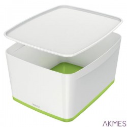 Pojemnik MyBox duży z pokrywką, biało-zielony 52161054