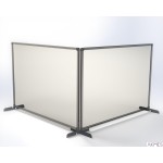 Osłona ochronna 125x50 pleksi bezbarwne, rama aluminiowa, metalowa podstawa srebrna