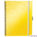 Kołonotatnik z 3 zakładkami BE MOBILE Leitz WOW A4, w kratkę, żółty 46450016