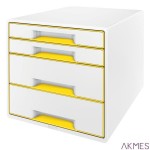 Pojemnik z 4 szufladami Leitz WOW, biały/żółty 52132016