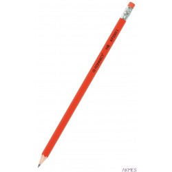 Ołówek drewniany z gumką HB, lakierowany, czerwony, typu Q-CONNECT KF25011