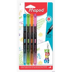 Cienkopis GRAPH PEPS DECO kolory fancy 4 szt blister Maped 749043