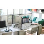 Osłona ochronna 100x65 pleksi bezbarwne, rama aluminiowa, metalowa podstawa srebrna