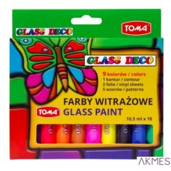 Farby witrażowe 10*10.5ml. TOU TO-750 TOMA