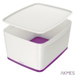 Pojemnik MyBox duży z pokrywką, biało-fioletowy 52161062