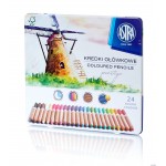 Kredki 24 kolorowe drewniane,cedrowe,op.metalowe PRESTIGE 312117002 ASTRA
