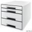 Pojemnik z 4 szufladami Leitz Black&White, biały 52521001