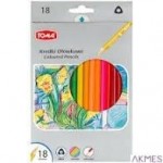 Kredki szkolne TRÓJKĄTNE drewniane 18cm - 18 kolorowe mix TO-544-18 Toma