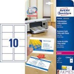 Wizytówki Quick&Clean do personalizacji, 85 x 54 mm, 5000 szt., 220g, satynowane, śnieżnobiałe, AVERY ZWECKFORM, C32016-500