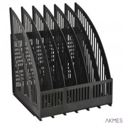 Pojemnik na dokumenty pionowy Line, szer.253 mm., ażurowy, składany, 6 komory, czarny 264199/14783 Stamm