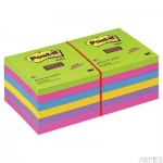 Bloczek samoprzylepny POST-IT_ Super Sticky, 76x76mm, ZESTAW 12x90 kart., (12) neonowe 654 -12SSUC