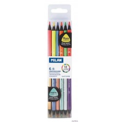 Kredki trójkątne BICOLOR fluo + metalizowane 12 kolorów MILAN 07123306