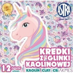 Kredki z glinki kaolinowej Jednorożec 12 kolorów ASTRA, 316121009